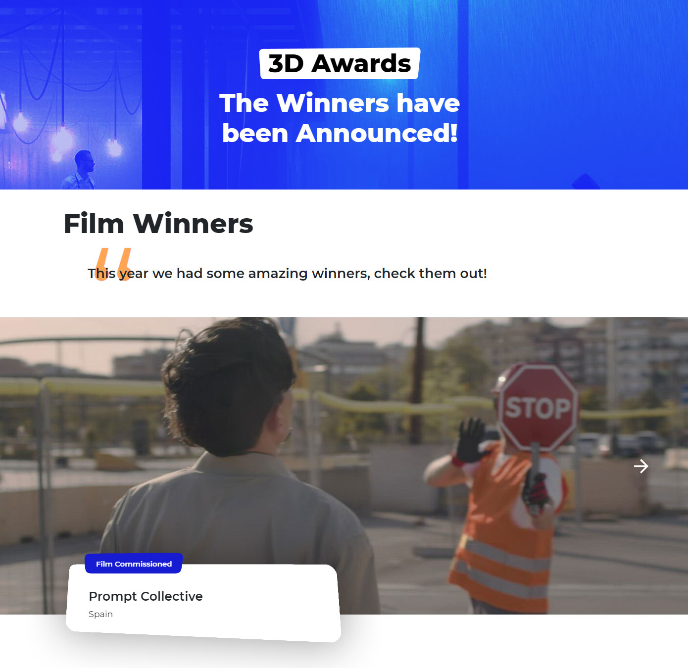 3DAwards Film Category winner